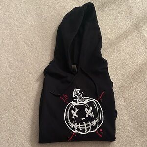 Gildan Black Hoodie with White Pumpkin Design